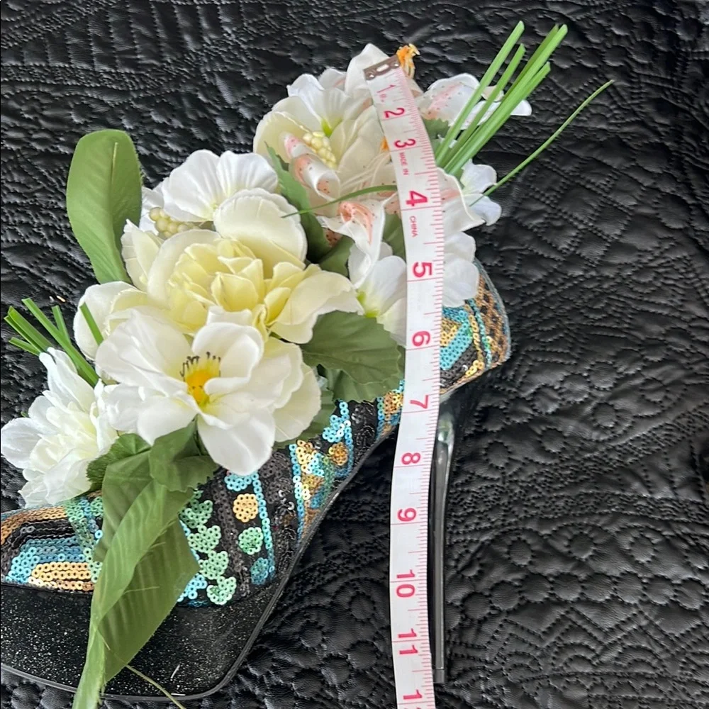 Floral Arrangement in Sequin Stiletto Heel
